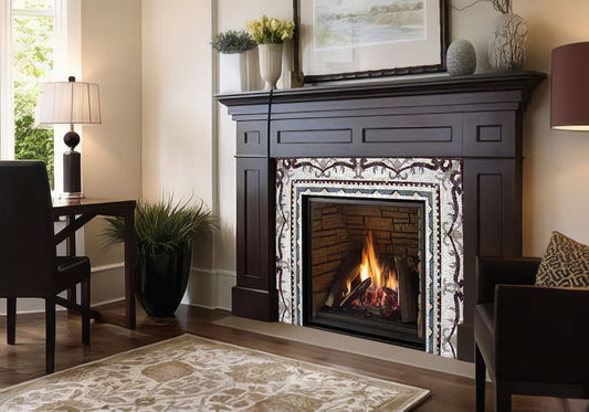 Pattern Vine Motif - Bird Mosaic Art Fireplace - Mesh Backing
