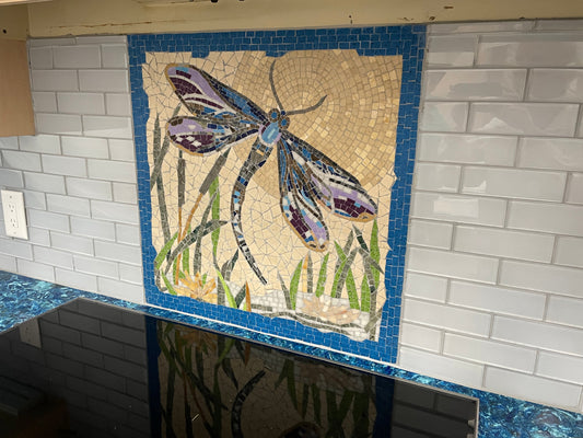 Custom AR Product - Tropical Dragonfly Mosaic Art | Luxury Handcrafted Natural Stone