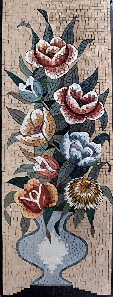 Mosaic Art - The Pot Of Roses