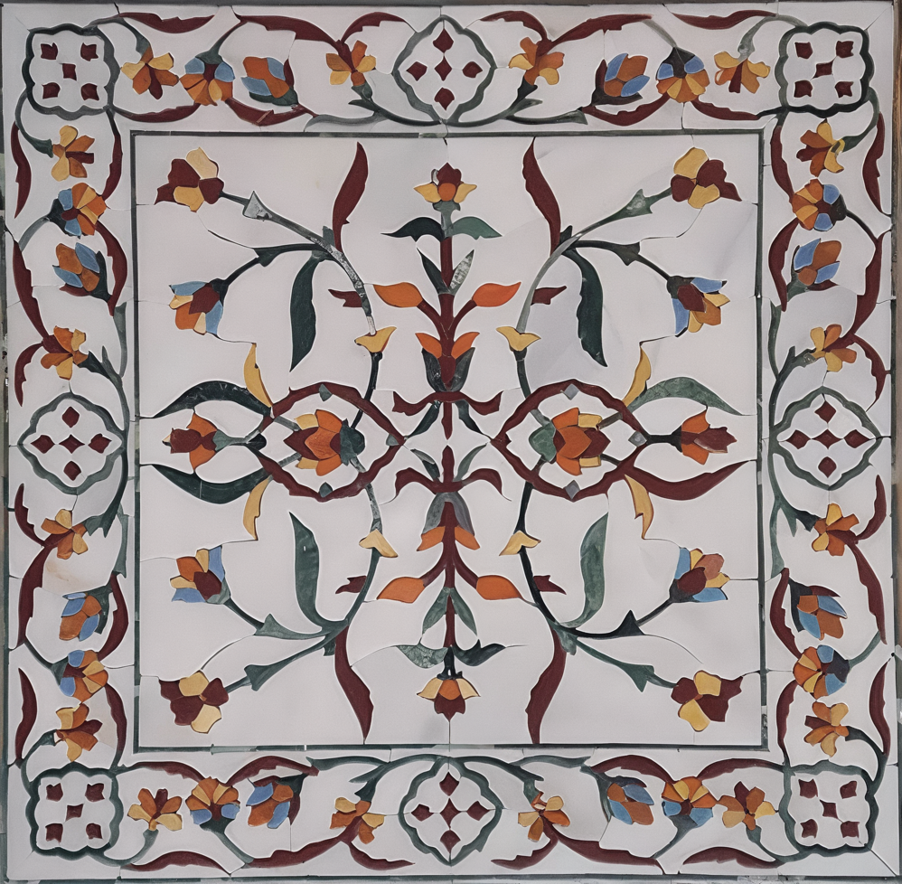 Floral Square Tile - Calanthe Mosaic