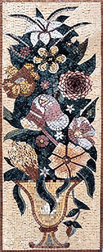 Floral Mosaic Pattern.Daffodil and Anemone