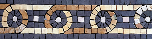 Circular Rosette - Marble Mosaic Border Art - Mesh Backing