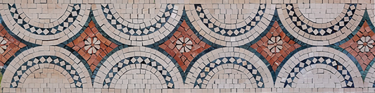 Floral Motif - Marble Mosaic Border Artwork - Mesh Backing