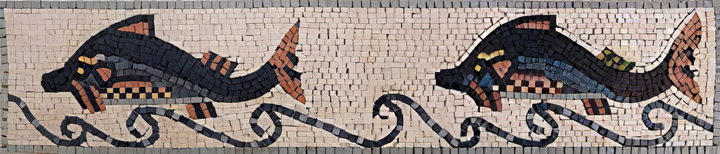 Floating Fish Mosaic Artwork Border