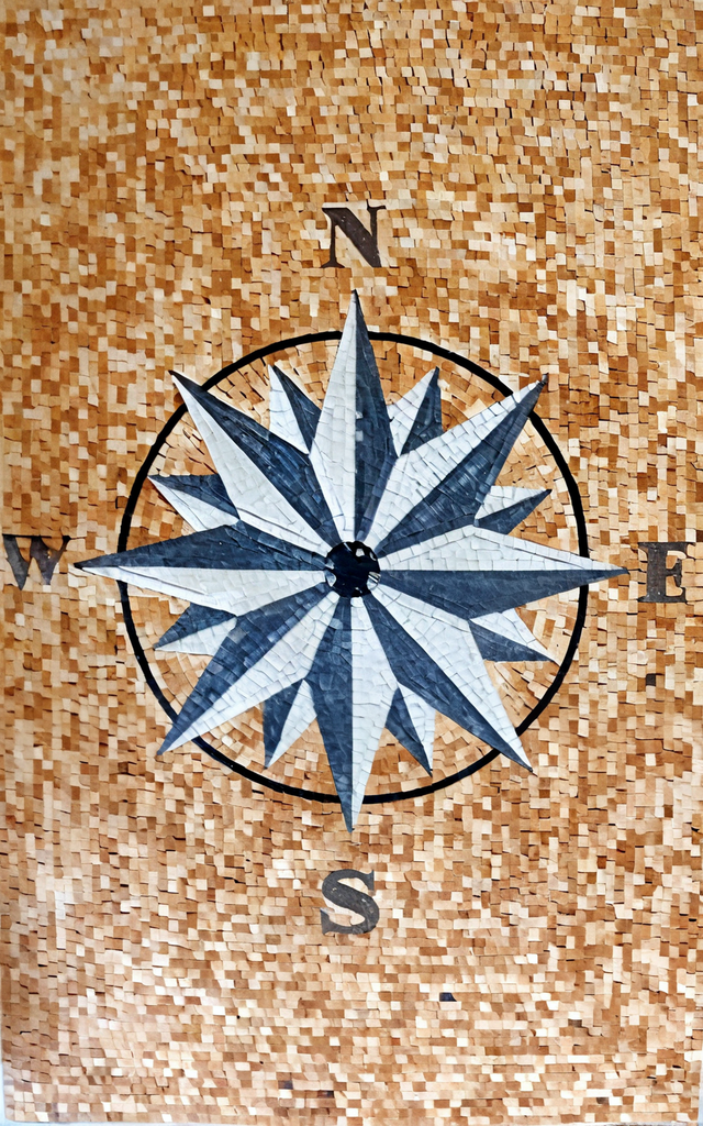 Wanderlust II - Compass Mosaic Art