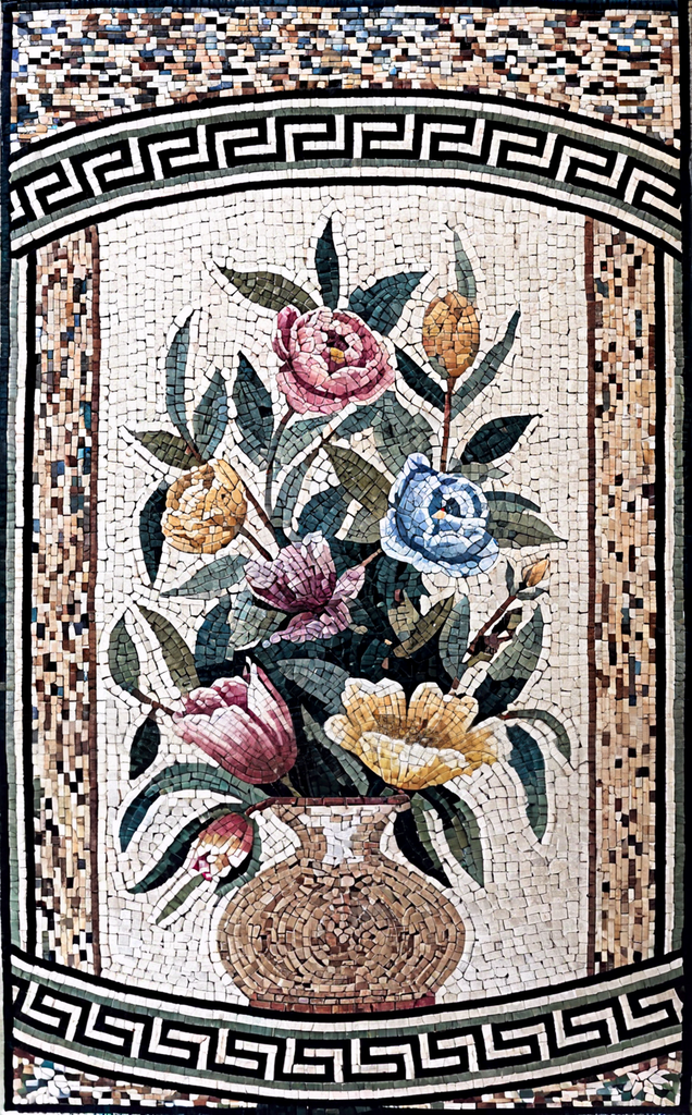 Mosaic Wall Art - Framed Antique Vase