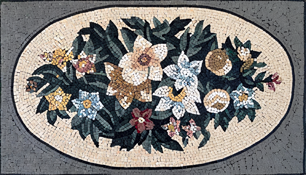 Roman Mosaic Pattern-Flower Art