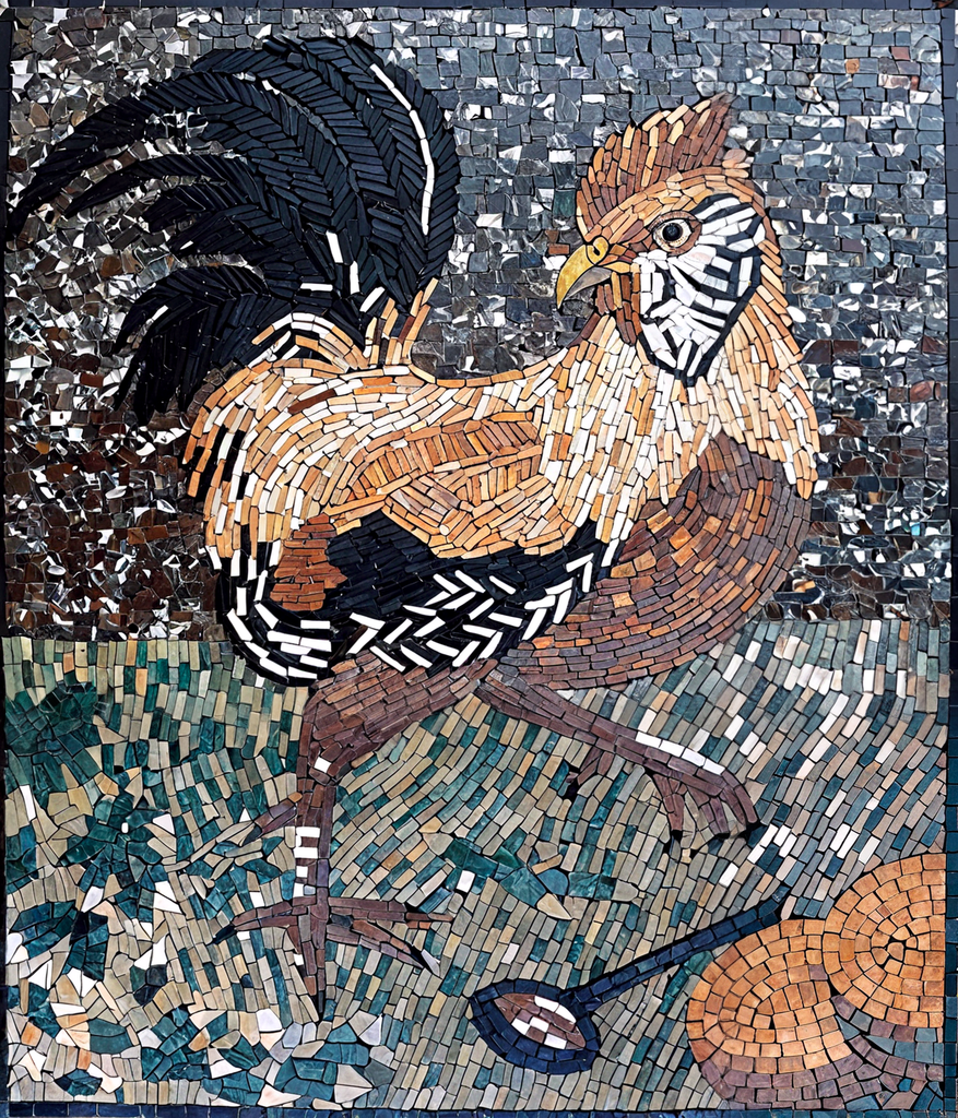 Handmade Colorful Mosaic Rooster