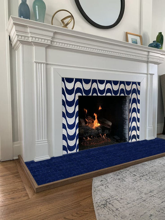 Wavy Pattern - Marble Mosaic Wall Geometric Stone Art - Mesh Backing