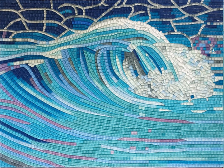 Blue Ocean Wave - Mosaic Art | Clearance | Mozaico