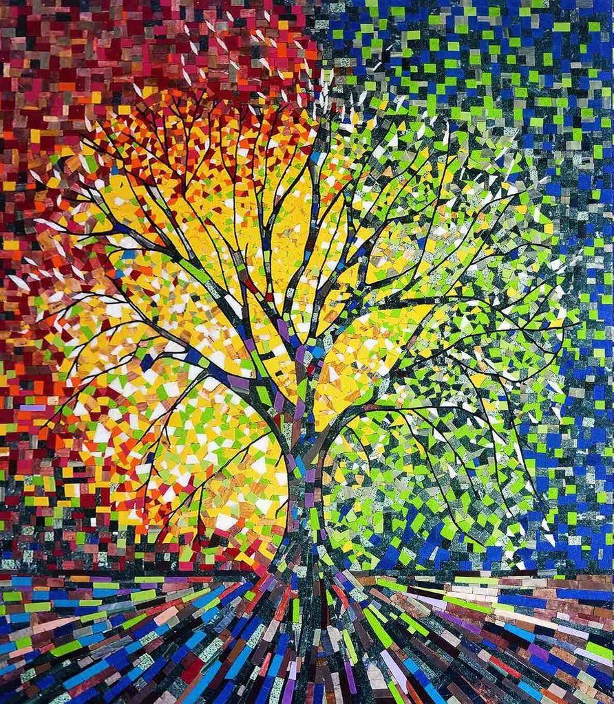 A Tapestry of Time: Four Seasons Tree Mosaic