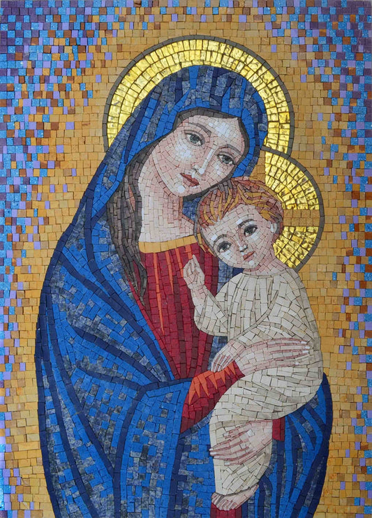 Mosaic Icon - Portrait Of Virgin Mary | Luxury Handcrafted Art