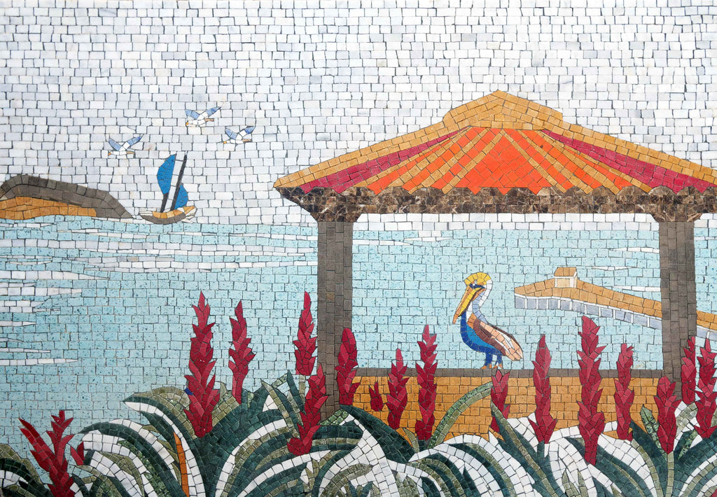 Serene Seascape - A Mosaic Artwork