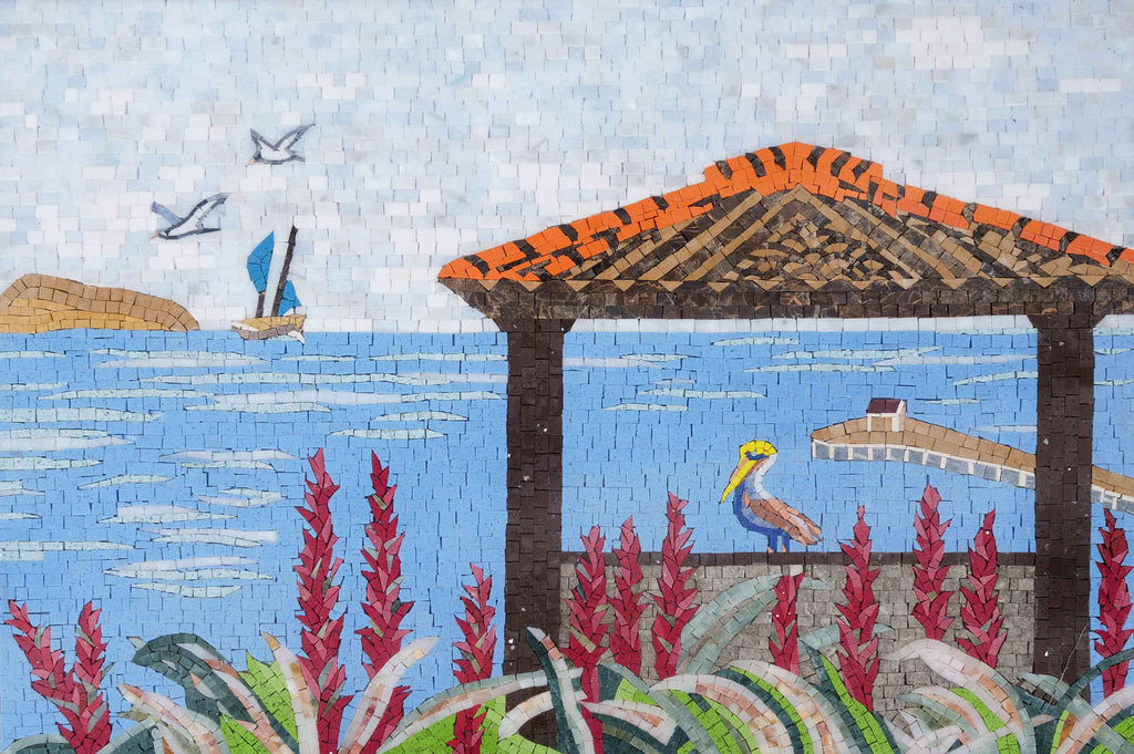 Serene Seascape - A Mosaic Artwork