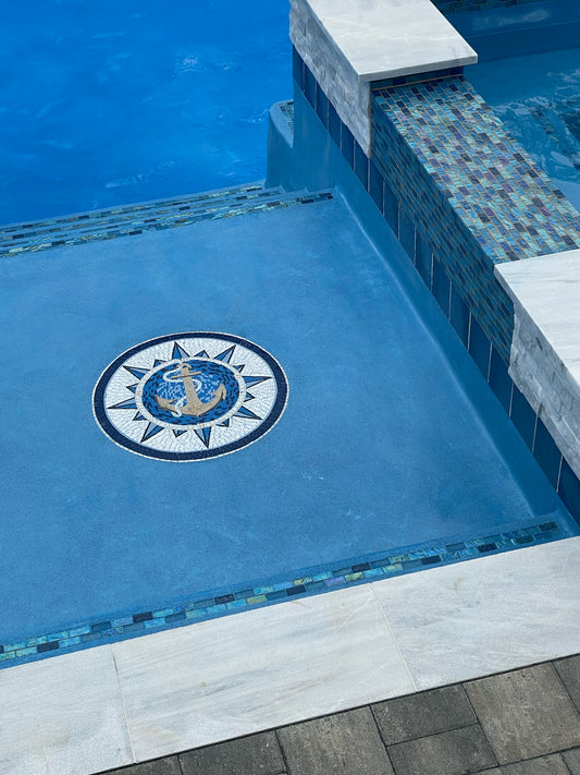 Voyager Anchor - Marble Mosaic The Medallion Luxury Handcrafted Stone Art - Mesh Backing