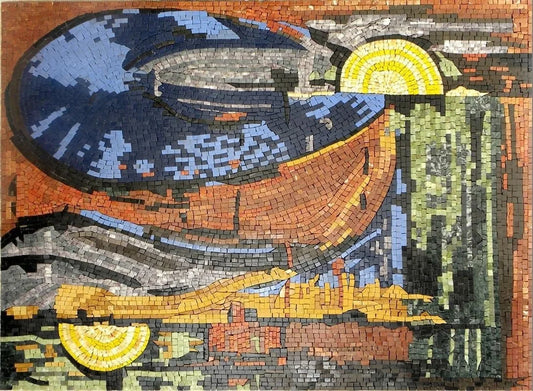 Abstract Landscape Scene - Mosaic Tile Art Faith Reproduction - Mesh Backing