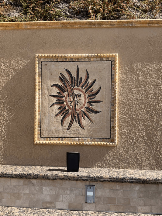 Enchanting Urania Moon Sun - Marble Mosaic Celestial - Mesh Backing