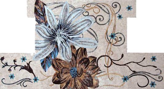 Floral Arrangement - Marble Mosaic Kitchen Backsplash White Freesia Flower - Mesh Backing
