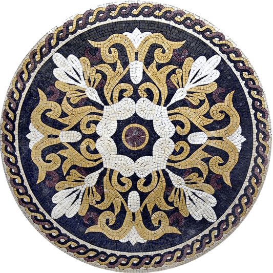 Geometric Bloom Pattern - Marble Mosaic Floral Designs - Mesh Backing
