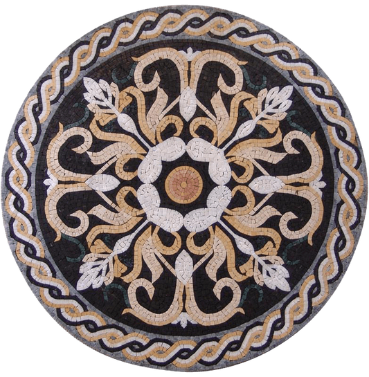 Floral Leaf Pattern - Marble Mosaic Jacinth - Mesh Backing