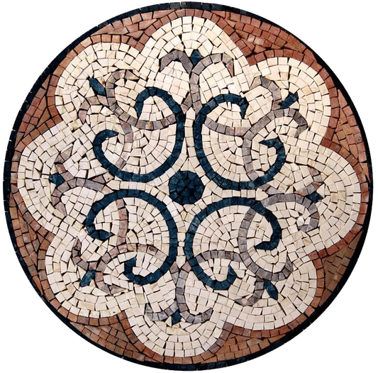 Pattern Swirl Geometric - Marble Mosaic Peacock Katana - Mesh Backing