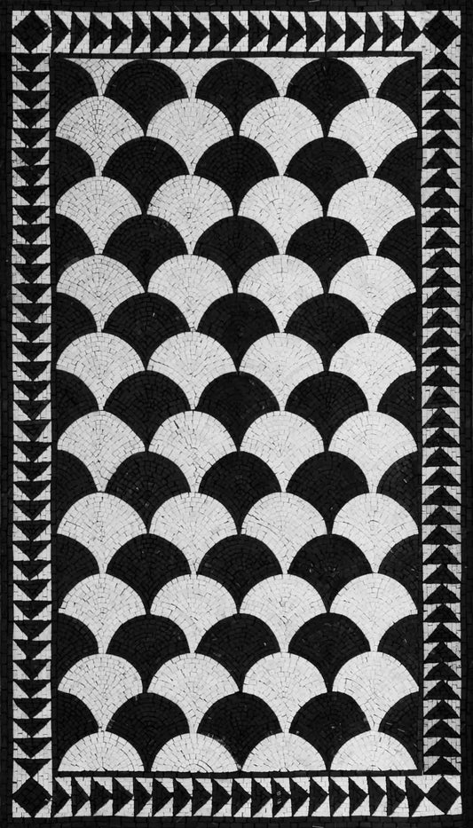 Fan Shape Border - Our Lady Of Guadalupe Mosaic And Patterns - Mesh Backing