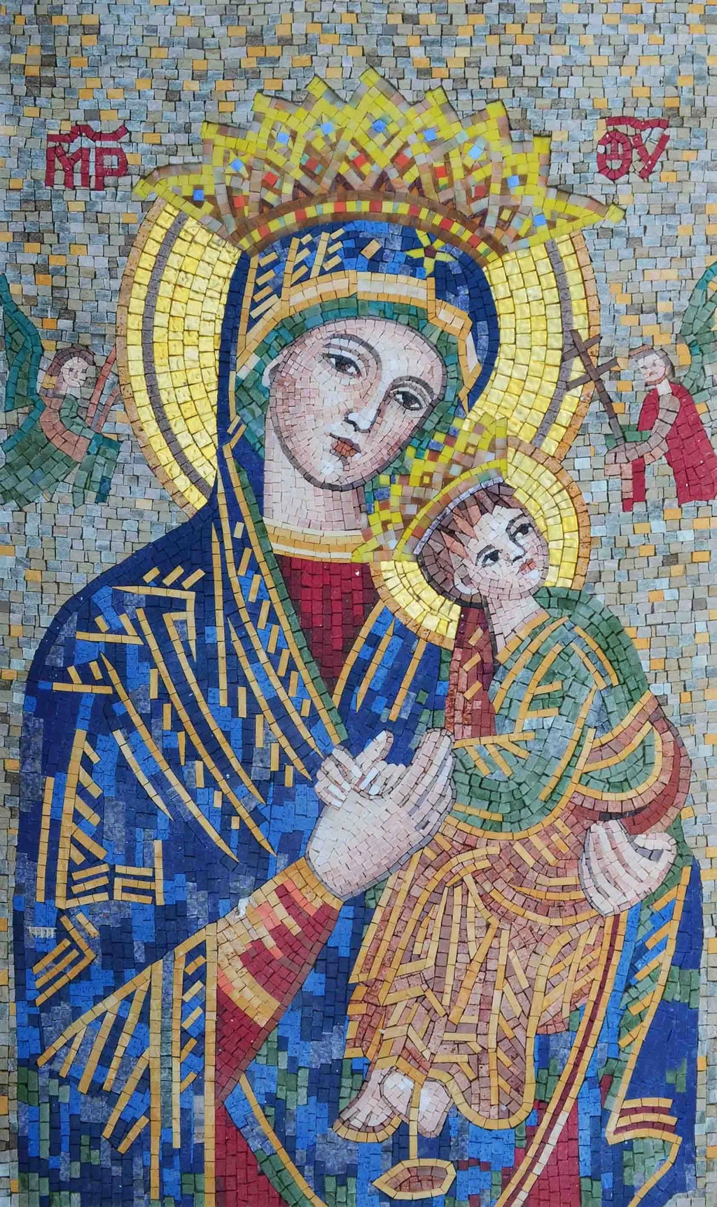 Our Lady of Walsingham tile mural - religious wall art - mosaic - Virgin Mary art - newest Madonna and Child - ready to hang - made in Italy