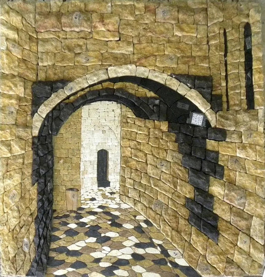 Arched Stone Passage - Home Renovations Ideas Mosaic Mural - Mesh Backing