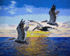 Oceanic Flight: Pelican Mosaic in Vibrant Colors