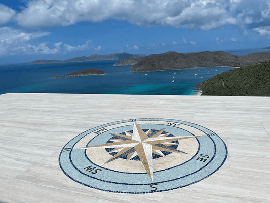 Compass Star Design - Medallion Luxury Handcrafted Natural Stone - Mesh Backing