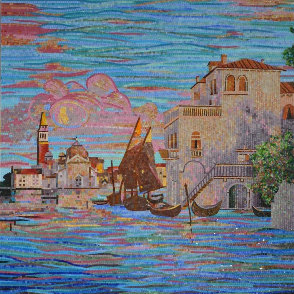 Венецианская мозаика. Картины мозаика пейзаж. Гондольер из мозаики. Venice Mosaic.