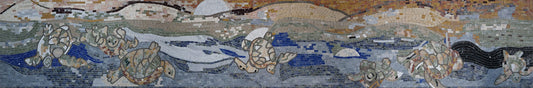 Marble Mosaic Design - Swimming Sea Turtles