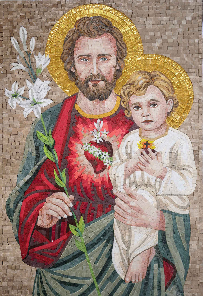 Mosaic Wall Art - St. Joseph & Baby Jesus | Religious | Mozaico