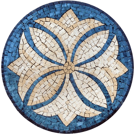 Floral Starburst - Mosaic Medallion Decorative Rondure - Mesh Backing