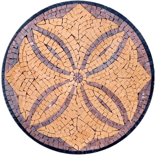 Round Marble Flower Mosaic - Citrine